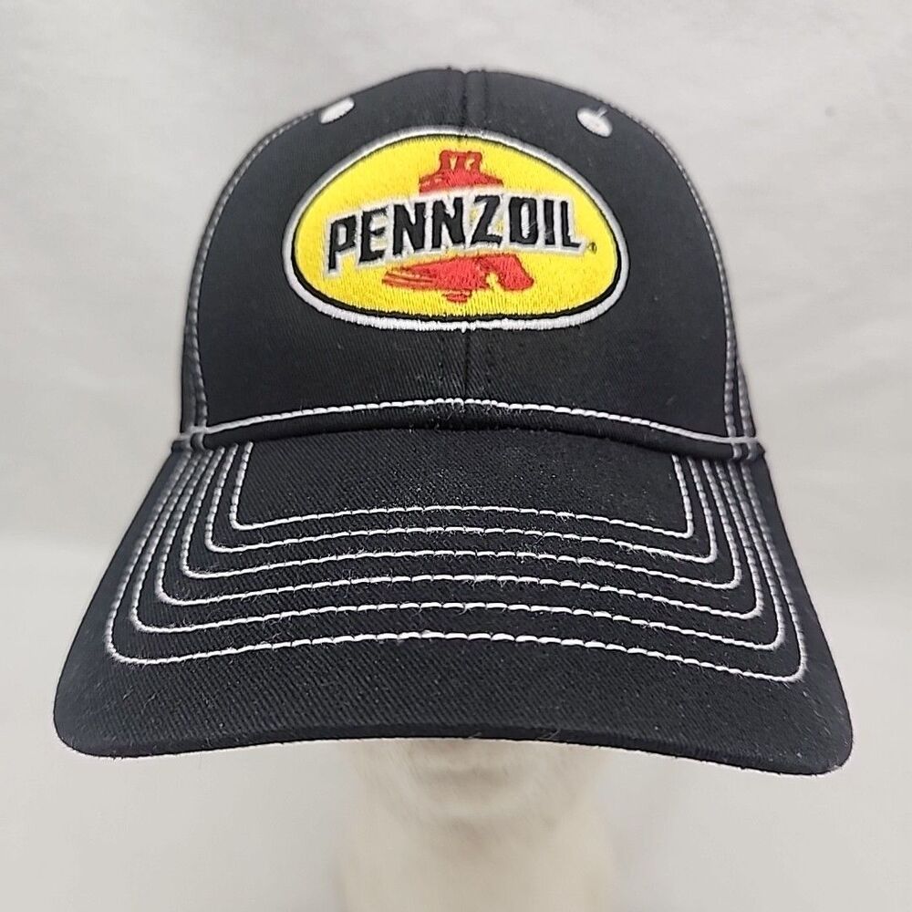 Cap Pennzoil Black Yellow Headstarts KC Hook & Loop Embroidered Baseball Hat